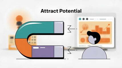 Talent retention strategies illustrated with a magnet attracting potential candidates