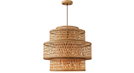 Tiered Bamboo Pendant Light Isolated on Transparent Background