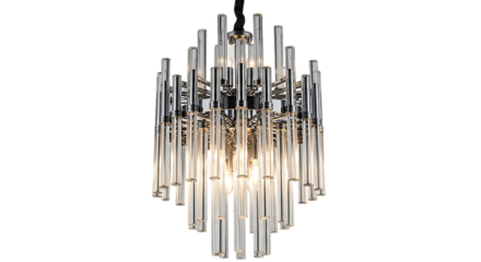 Art Deco Glass Rod Chandelier Isolated on Transparent Background