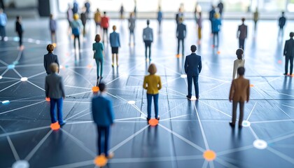 Colorful figures on a digital grid highlight diverse customer insights and the importance of personalized marketing strategies in a modern setting. Business and diversity. Detailed high quality image.