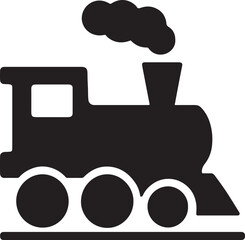 Train locomotive silhouette vector for transportation, railway, travel, freight, and industrial design projects.