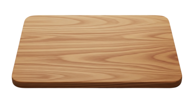 Wooden Cutting Board Isolated on Transparent Background