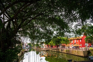 The old town of Malacca and the Malacca river. UNESCO World Heritage Site in Malaysia