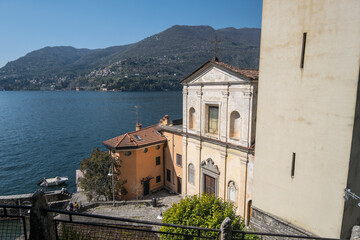 Church and lake, Blevio, Italy