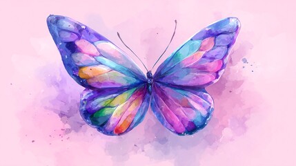 Naklejka premium AKWARELOWY MOTYL - PASTELOWE KOLORY