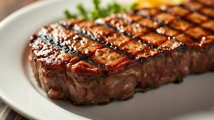 Succulent grilled steak with perfect sear marks, showcasing its juicy texture and rich flavor.