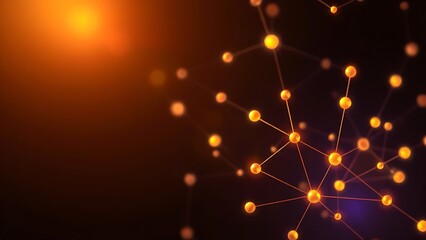 Abstract glowing nodes in warm golden light symbolize deep connections on a dark background.
