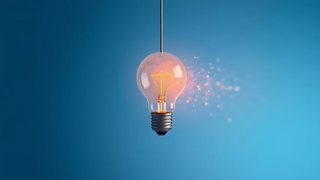Abstract light bulb shape glowing against a blue backdrop, symbolizing creativity and bright ideas.