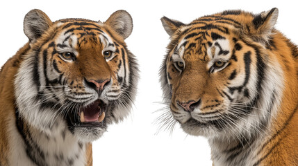 Obraz premium Two tigers facing forward, close