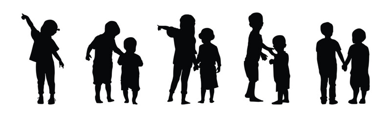 Silhouette of Children Playing Together