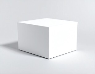 Blank white cube box on a light gray background