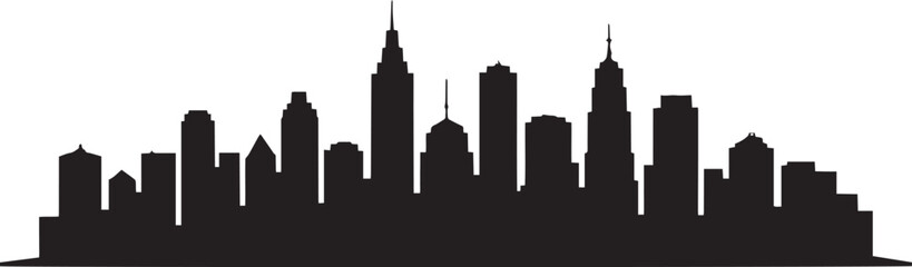Obraz premium Black silhouette of a city skyline with varied tall buildings architecture