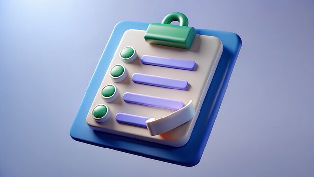 Clipboard with green buttons and purple lines