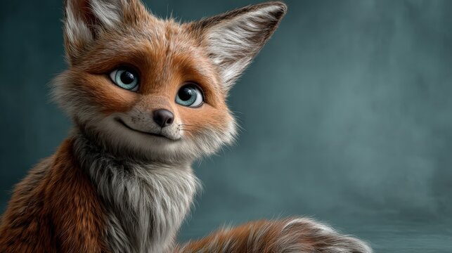 Expressive animated fox with oversized eyes