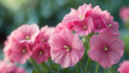 Pink flowers with green background
