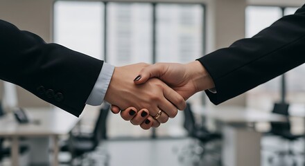 Successful Partnership: A Business Handshake in the Office