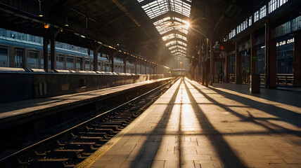 Obraz premium Aerial view of winding railway tracks through hilly terrain in morning mist