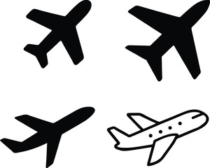 Airplane Silhouette Set – Aircraft Vector Icons Collection