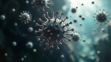 Airborne Virus At Molecular Level, Detailed molecular view of an airborne virus, ideal for medical research