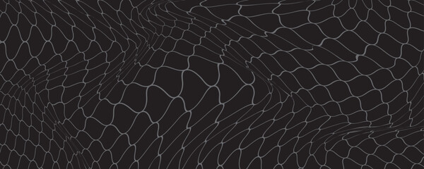 Seamless Black Geometric Mesh &mdash; Wavy Lattice Vector Background