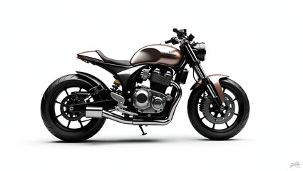 Obraz premium Side view of a modern custom motorcycle.