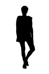 Fototapeta premium front view of a full portrait of a middle aged woman looking at camera on white background