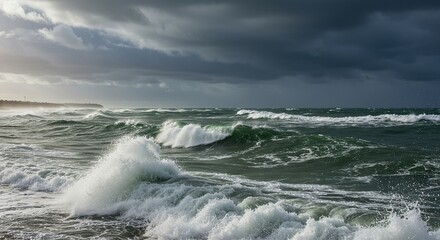 Stormy ocean waves crashing seascape photography dramatic sky nature photography travel destination coast view