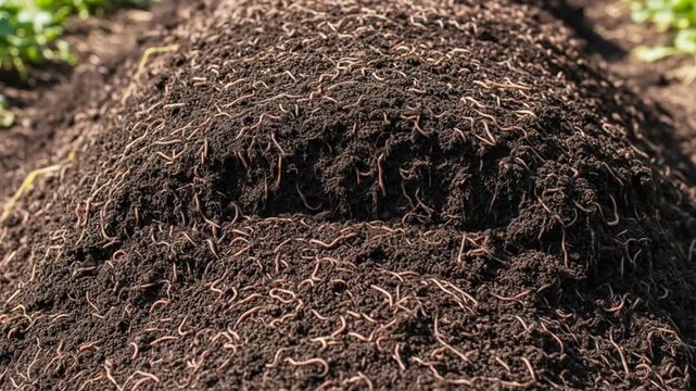Earthworms Enrich Soil in Agriculture Close-Up