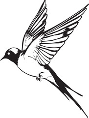 Elegant Flying Swallow Bird Vector Silhouette Isolated on White