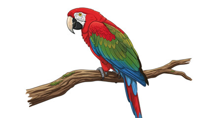 Obraz premium vibrant scarlet macaw perched on a branch perfect for tropical themes childrens books and wildlife documentaries