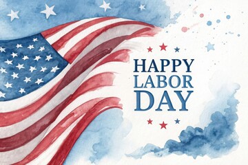 Happy labor day watercolor american flag celebration