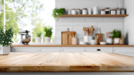 Kitchen Countertop in Bright Kitchen Interior Mockup Product Placement
