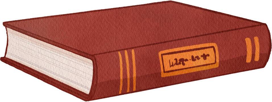 Watercolor illustration, PNG, cute vintage book