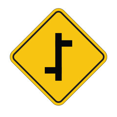 Caution Sign Indicating Roadway Intersection for Drivers Safety