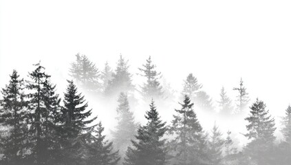 Misty forest silhouettes