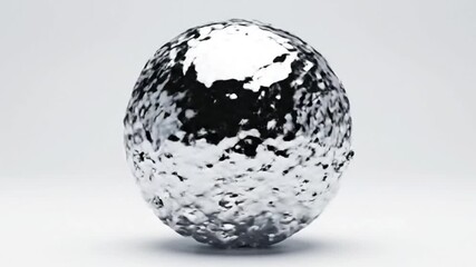Abstract 3D animation of a liquid metal chrome egg exploding into black particles and then reforming its surface - Powered by Adobe