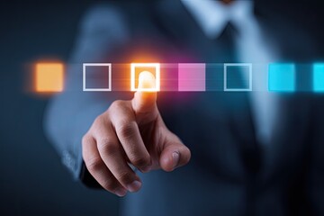 Businessman selecting option