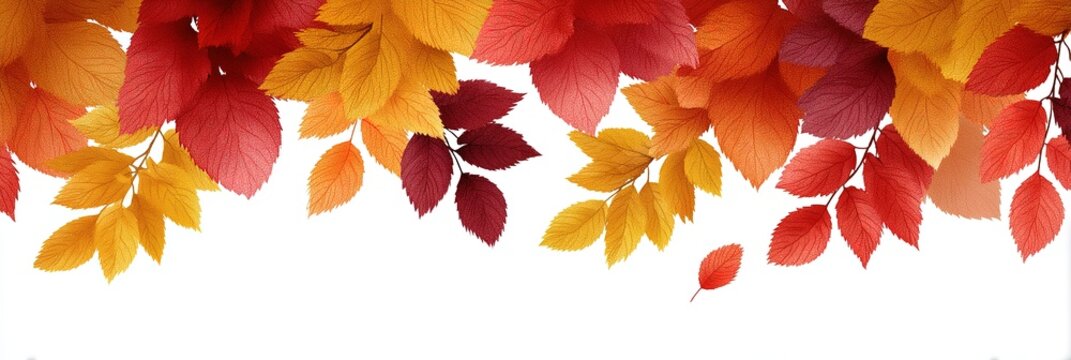 Dynamic falling maple leaves with amber-crimson gradient suspended on white, trailing leaf at lower right implying motion trajectory for scholastic exploration and seasonal momentum