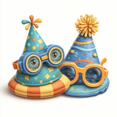 Colorful Party Hats with Playful Glasses for Festive Celebrations