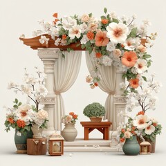 Elegant Floral Arch with Decorative Elements for Celebration Event