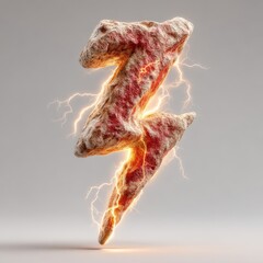 Lightning Bolt Symbol with Electric Energy and Stone Texture Effect
