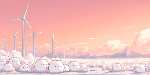 PASTELOWA, KRESKÓWKOWA SCENA Z MAŁYMI ZWIERZĘTAMI ZBIERAJĄCYMI ŚWIATŁO