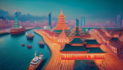 Obraz premium qingdao free trade zone