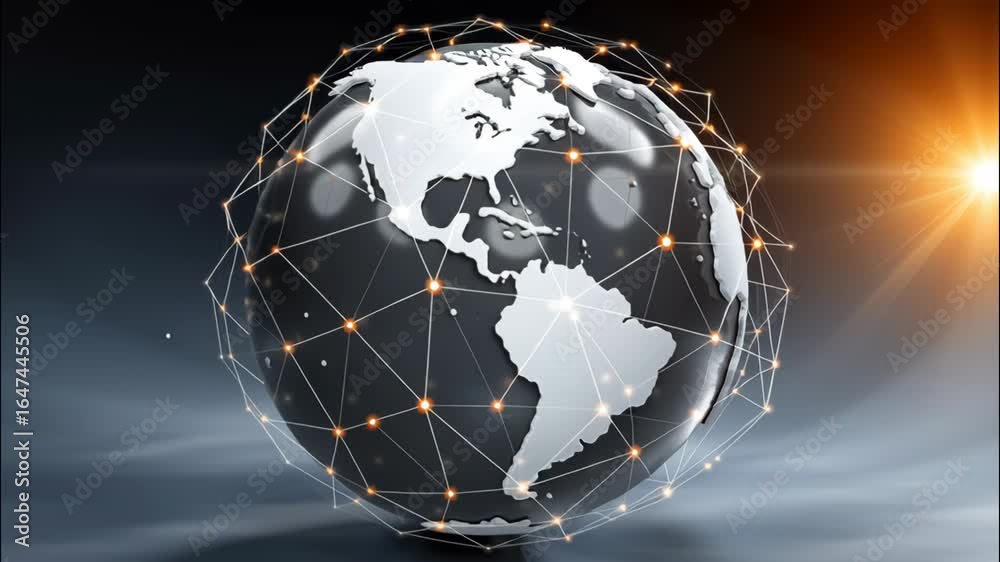 Wall mural futuristic digital globe with network connections representing global communication in a high-tech e