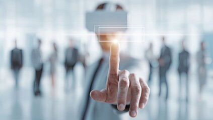 Businessman using VR headset