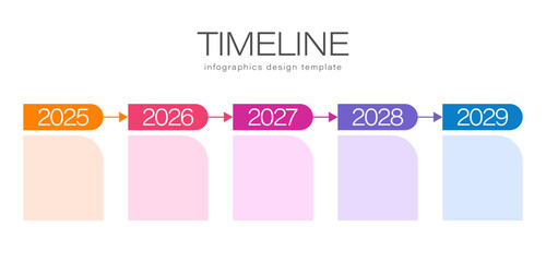 Timeline infographic template. Five steps, processes or options. Clean infographic layout.