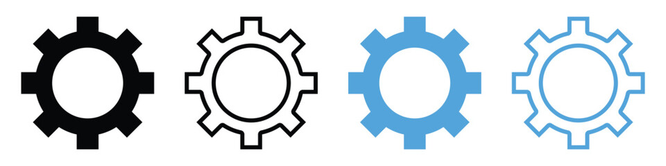 Gears Icon Set,Cogwheel, Engineering, Mechanical Process Vector Symbols.