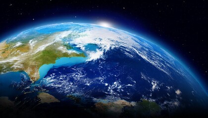 Fototapeta premium a vibrant detailed view of planet earth showcasing continents and oceans from space