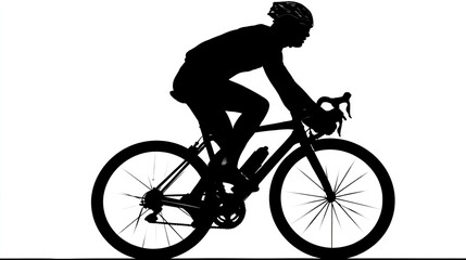 Naklejka premium Cyclist on the road bike silhouette vector on white background