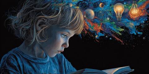 GIOVANE RAGAZZA ASSORTA NELLA LETTURA: UN VIAGGIO IMMAGINIFICO